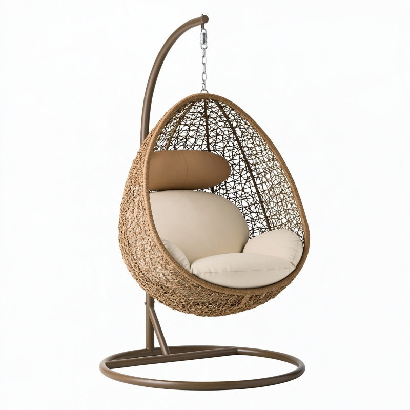 Poltrona sospesa 105 x 105 x 195 cm in rattan marrone con struttura in metallo per interni