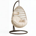 Poltrona sospesa 105 x 105 x 195 cm in rattan sintetico beige con supporto in acciaio per relax