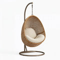 Poltrona sospesa 105 x 105 x 195 cm in fibra intrecciata naturale con struttura in metallo per interni
