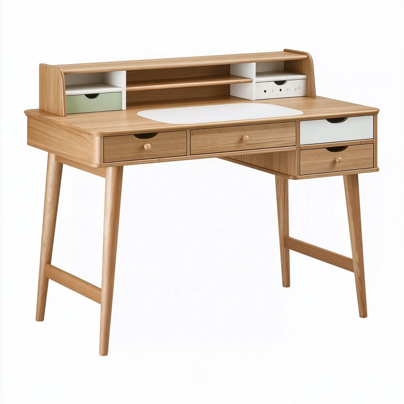 Scrivania 120 x 60 x 105 cm in legno rovere e bianco con cassetti stile nordico
