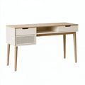Scrivania 120 x 55 x 76 cm in legno bianco e naturale con cassetti stile nordico