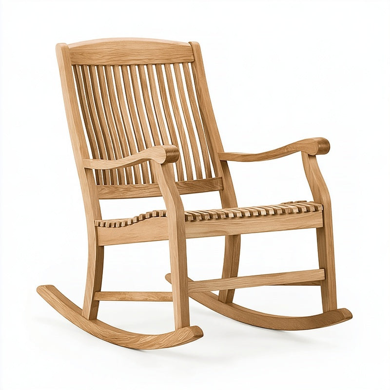 Sedia a dondolo 95 x 65 x 110 cm in legno naturale con seduta intrecciata stile classico