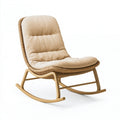Sedia a dondolo 95 x 70 x 100 cm in legno e rattan beige con seduta imbottita per interni