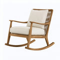Sedia a dondolo 68 x 90 x 98 cm in legno naturale e tessuto avorio con schienale intrecciato