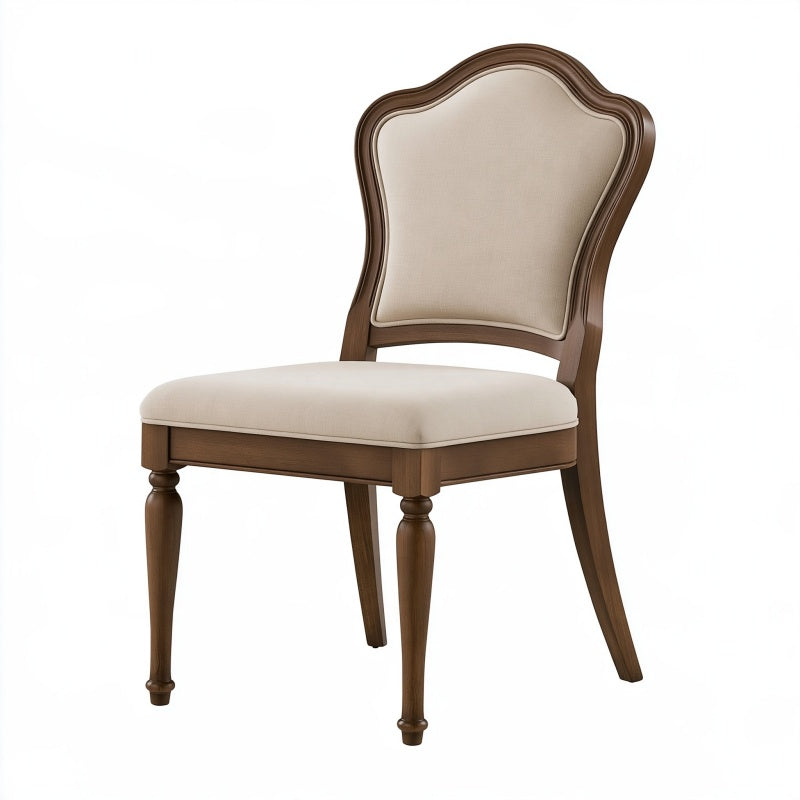 Sedia da pranzo 50 x 60 x 100 cm in legno marrone e tessuto beige - stile classico imbottita
