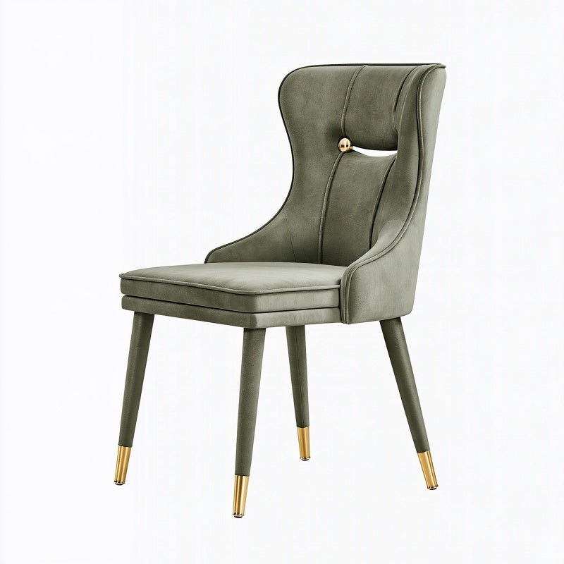 Sedia imbottita 55 x 60 x 100 cm in similpelle verde oliva con schienale alto