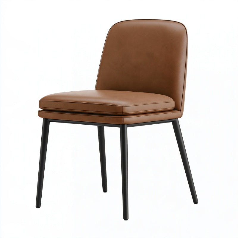 Sedia da pranzo 48 x 56 x 83 cm in similpelle marrone con gambe in metallo stile moderno