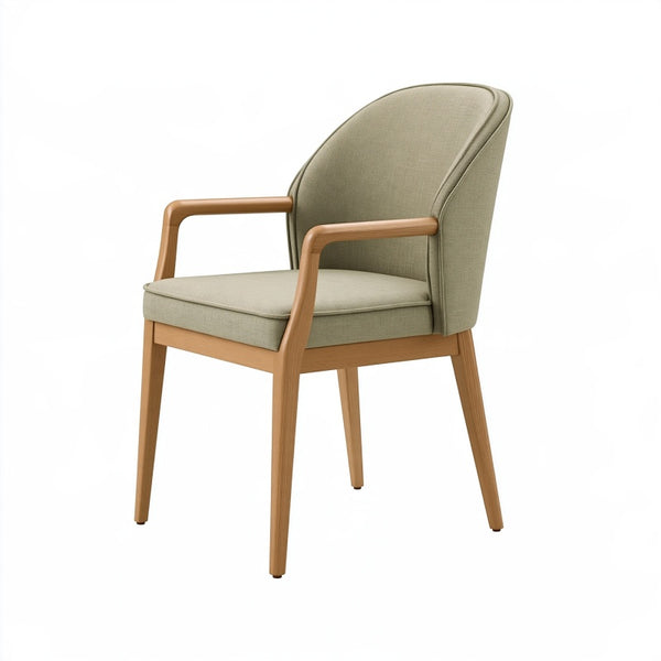 Sedia con braccioli 60 x 62 x 86 cm in tessuto verde e legno - stile moderno
