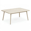 Tavolo da giardino 160 x 90 cm in alluminio beige - piano a doghe stile moderno