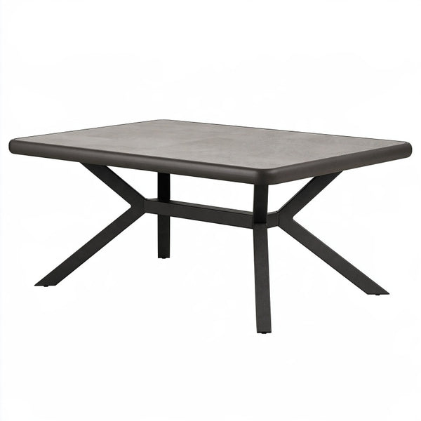 Tavolo da giardino 150 x 90 x 75 cm in metallo nero con piano a rete stile moderno