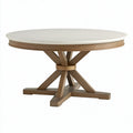 Tavolo da pranzo rotondo diametro 130 cm in legno marrone e bianco - stile moderno con base centrale