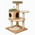 Albero tiragraffi per gatti 60 x 60 x 120 cm in legno beige e verde con tiragraffi e cuccia