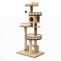 Albero tiragraffi per gatti 60 x 60 x 170 cm in legno beige con pali in sisal e piattaforme