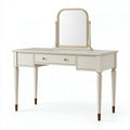 Toeletta 120 x 45 x 150 cm in legno bianco con specchio e 3 cassetti - stile classico