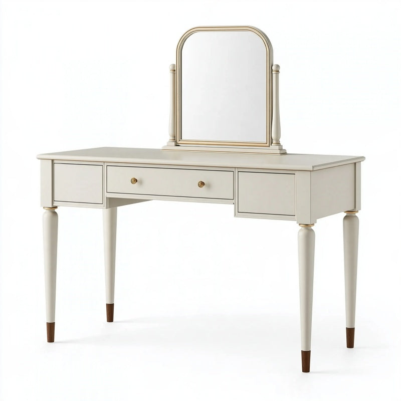 Toeletta 120 x 45 x 150 cm in legno bianco con specchio e 3 cassetti - stile classico